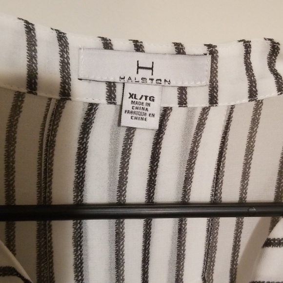 H by Halston sheer long sleeve stripe button up XL - Picture 3 of 5